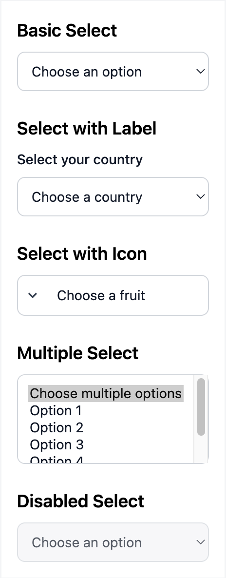 Basic select layout code