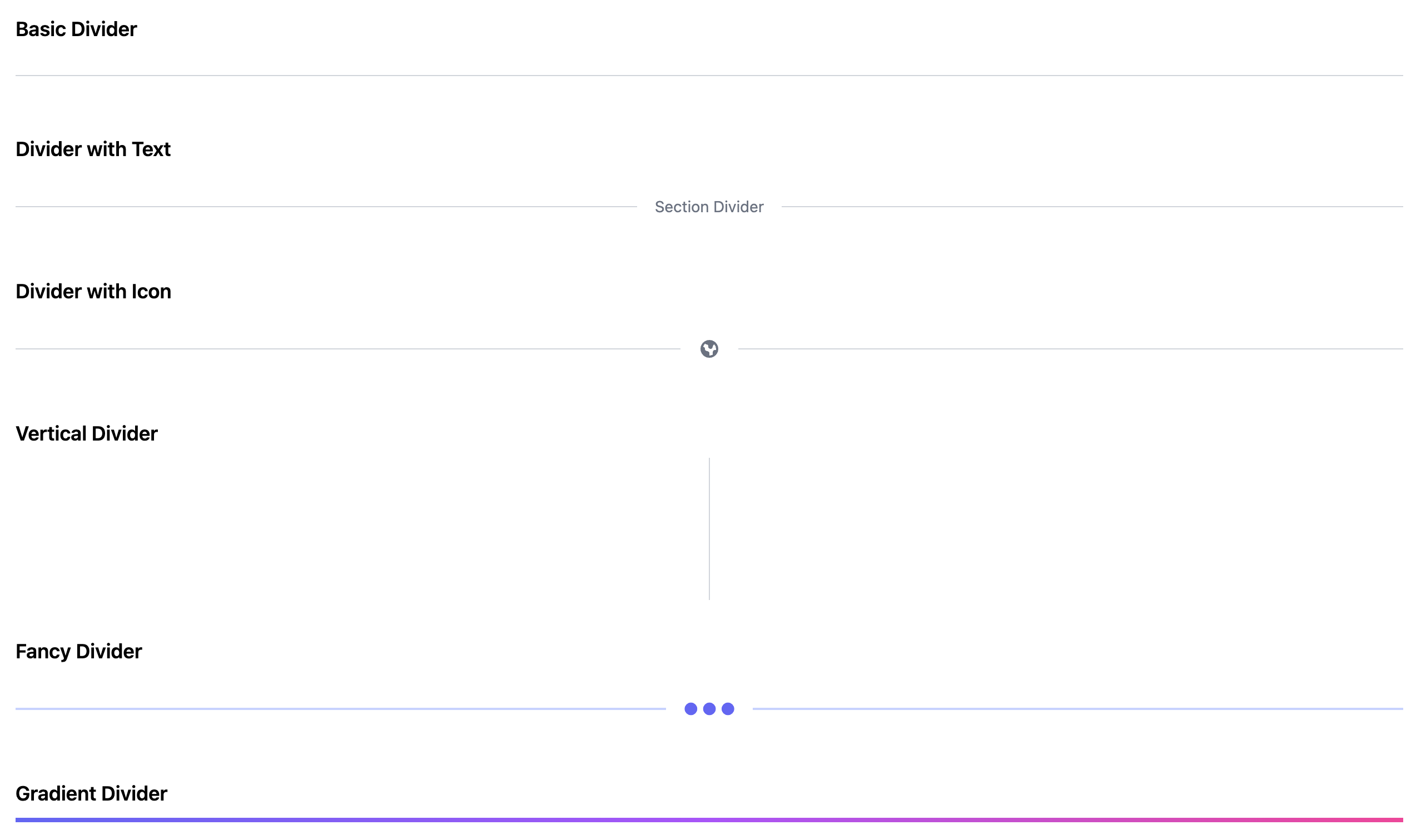 Basic Divider layout code