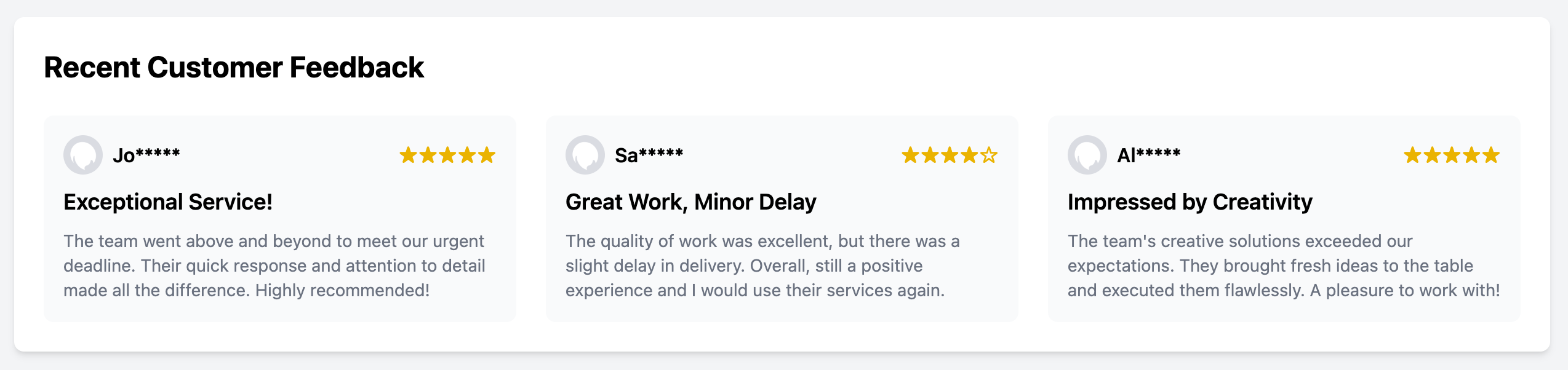 Compact Rating Reviews Layout