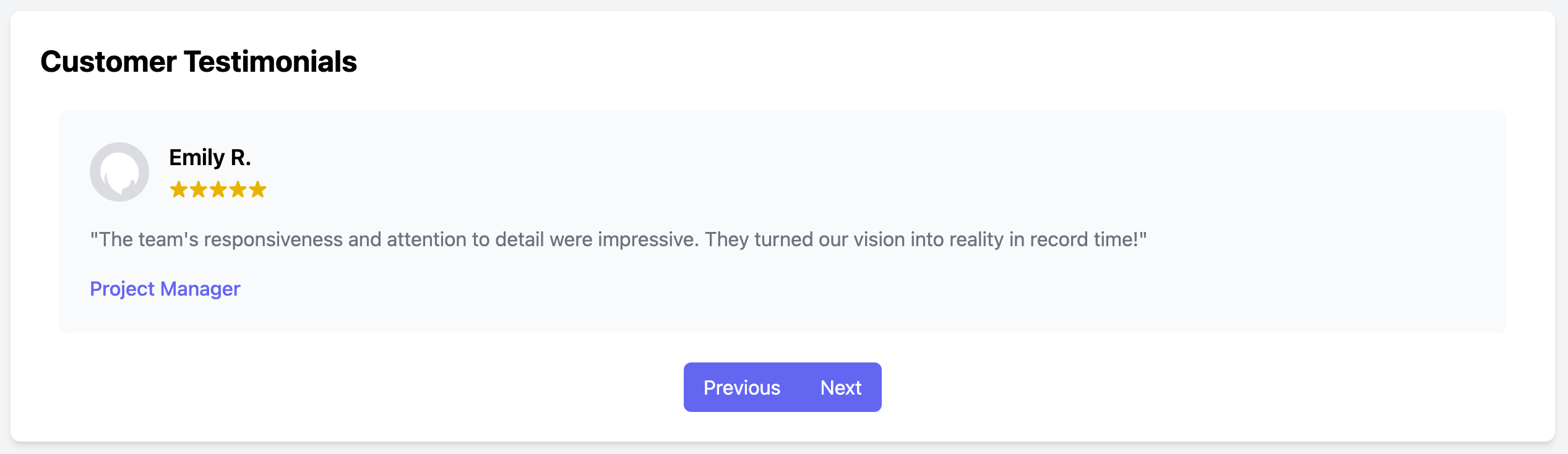 Interactive Review Slider Layout