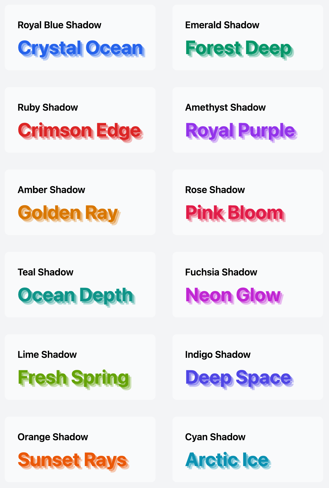Tailwind css Hard Shadow Text Collection