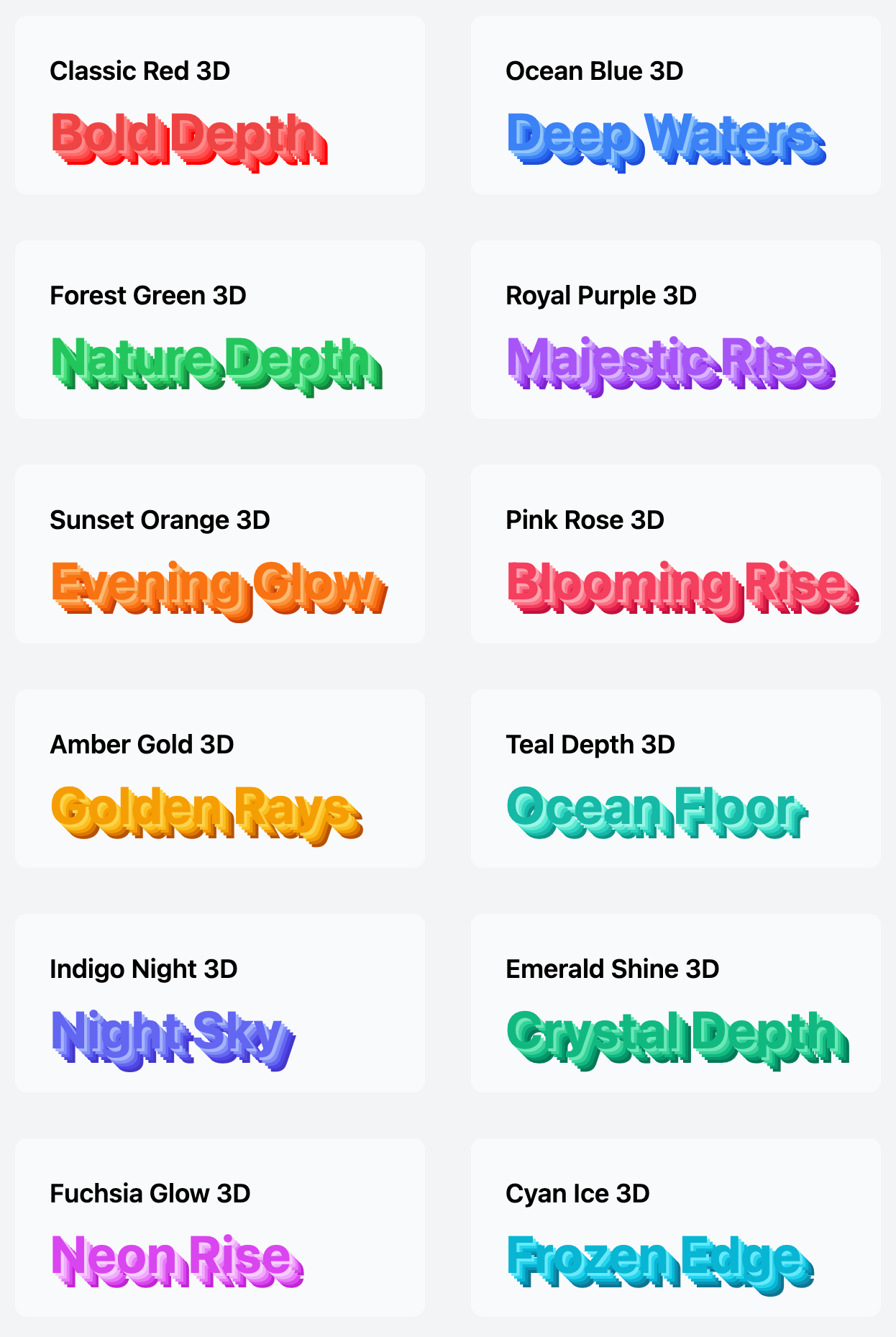 Tailwind css Multi-layered Shadow Text Collection (2D, 3D, Y2K)