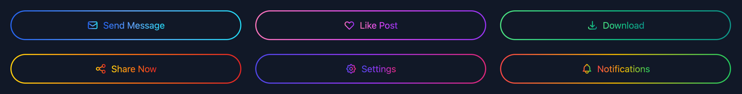Gradient Outline Button Elements with Icons