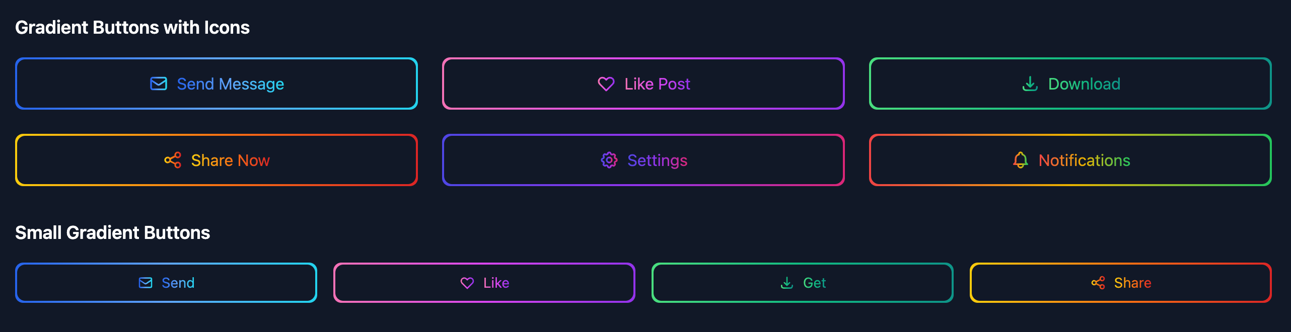 Gradient Rounded Rectangle Button Elements With Icons