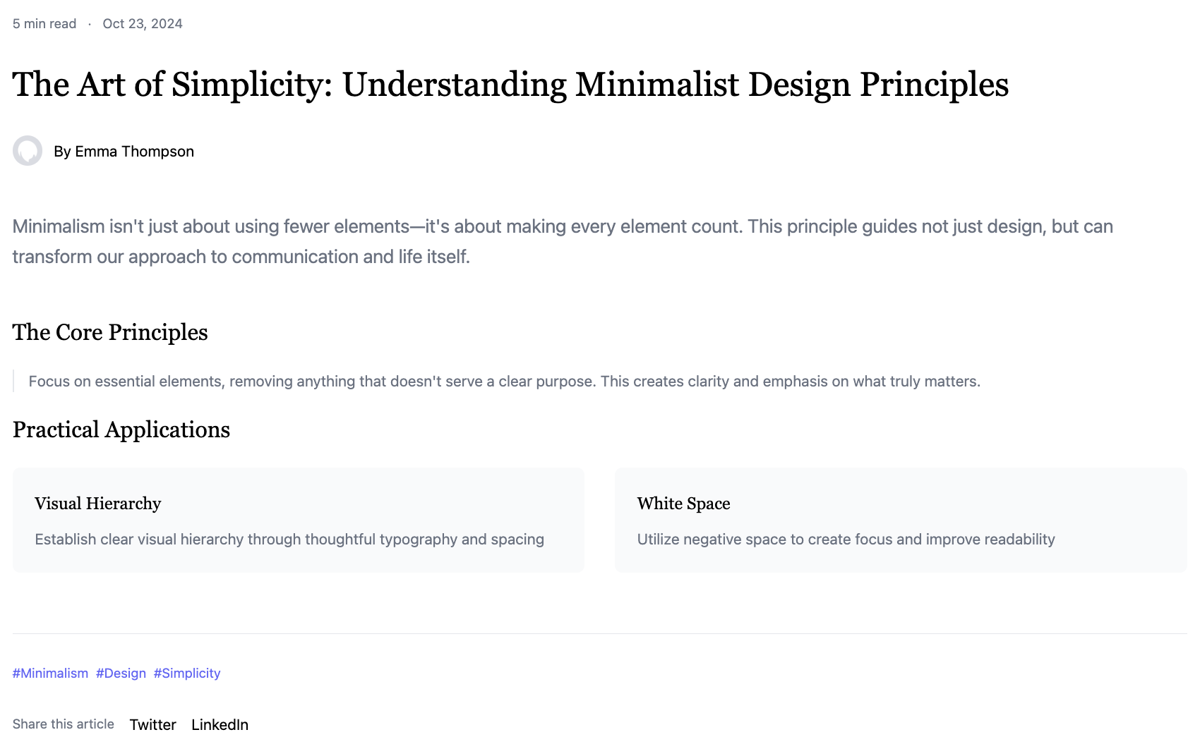 Minimalist Article Layout Template