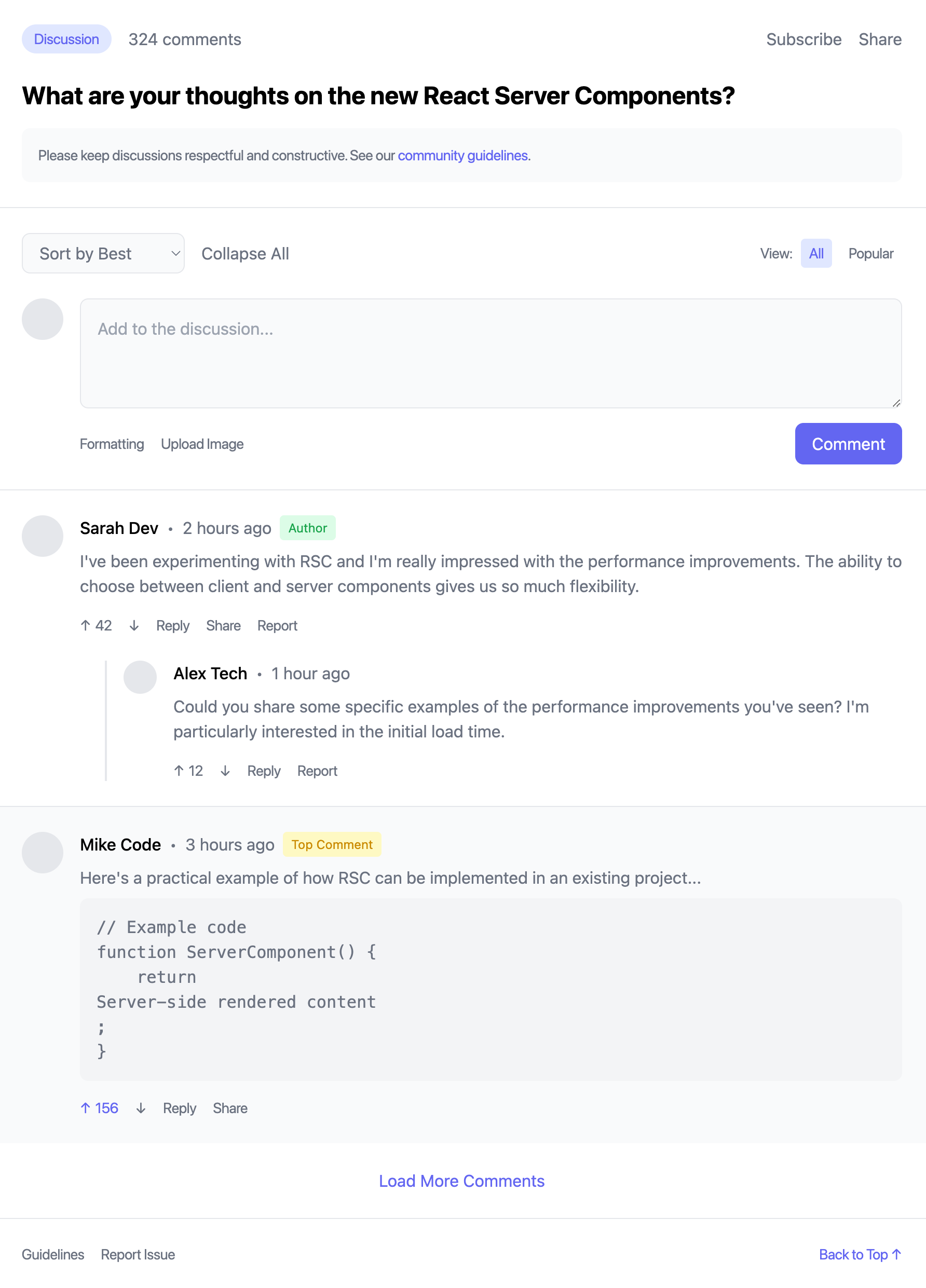 Comment-Focused Discussion Template