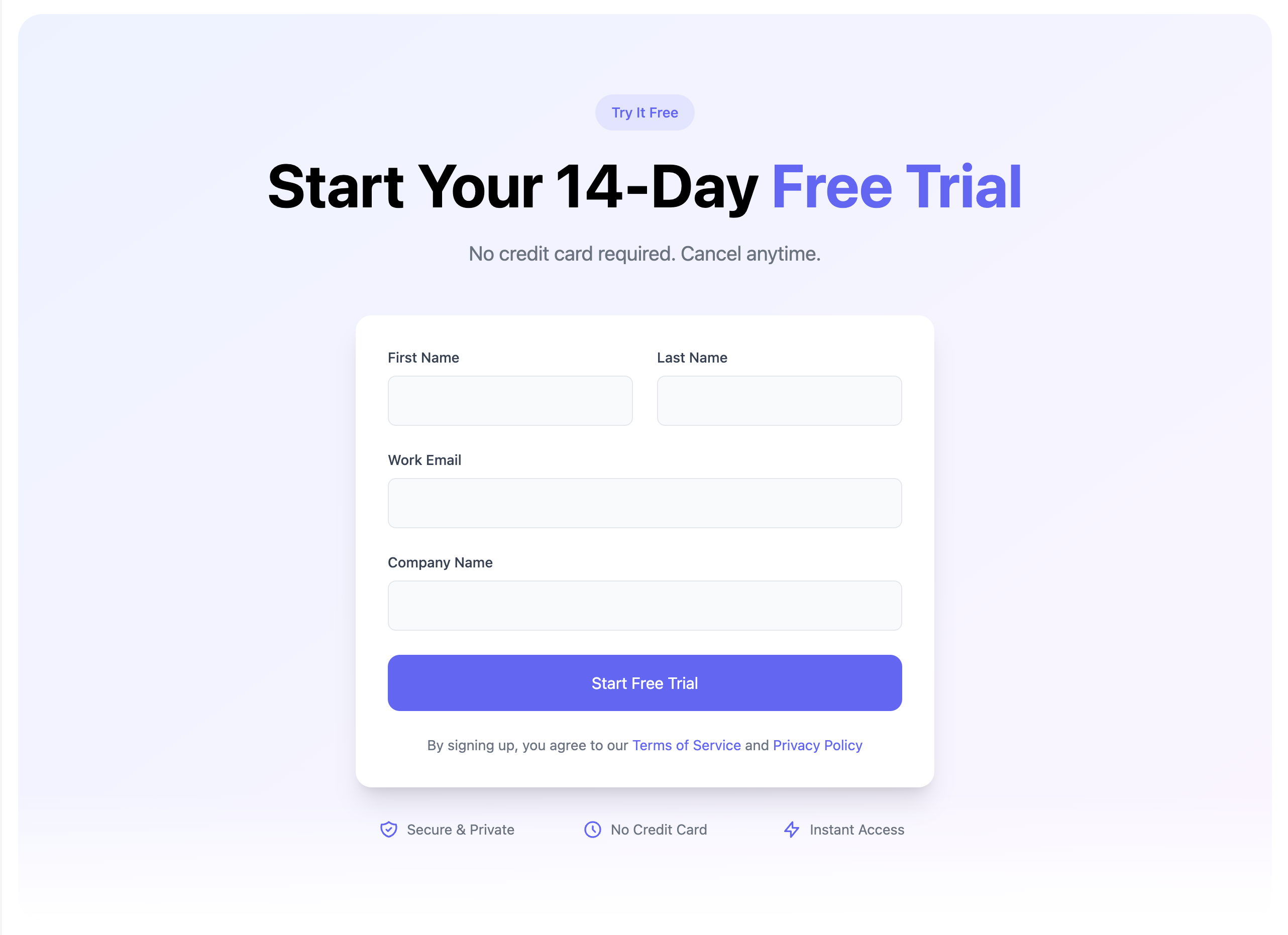 Free Trial Signup CTA Template