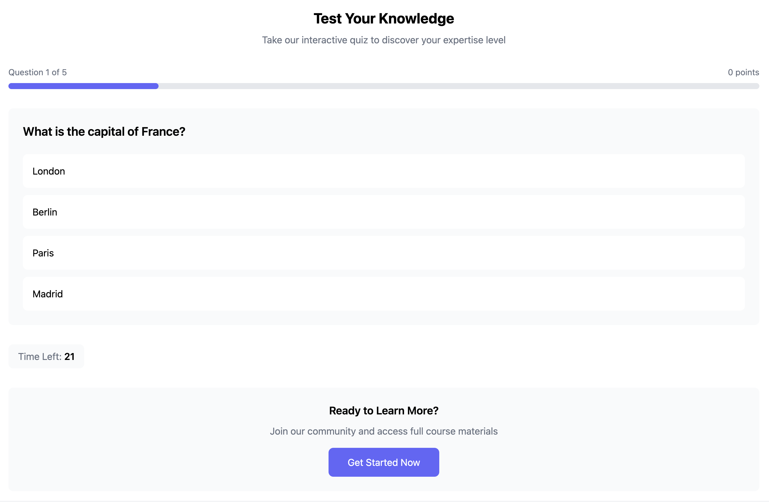 Interactive Quiz CTA Template