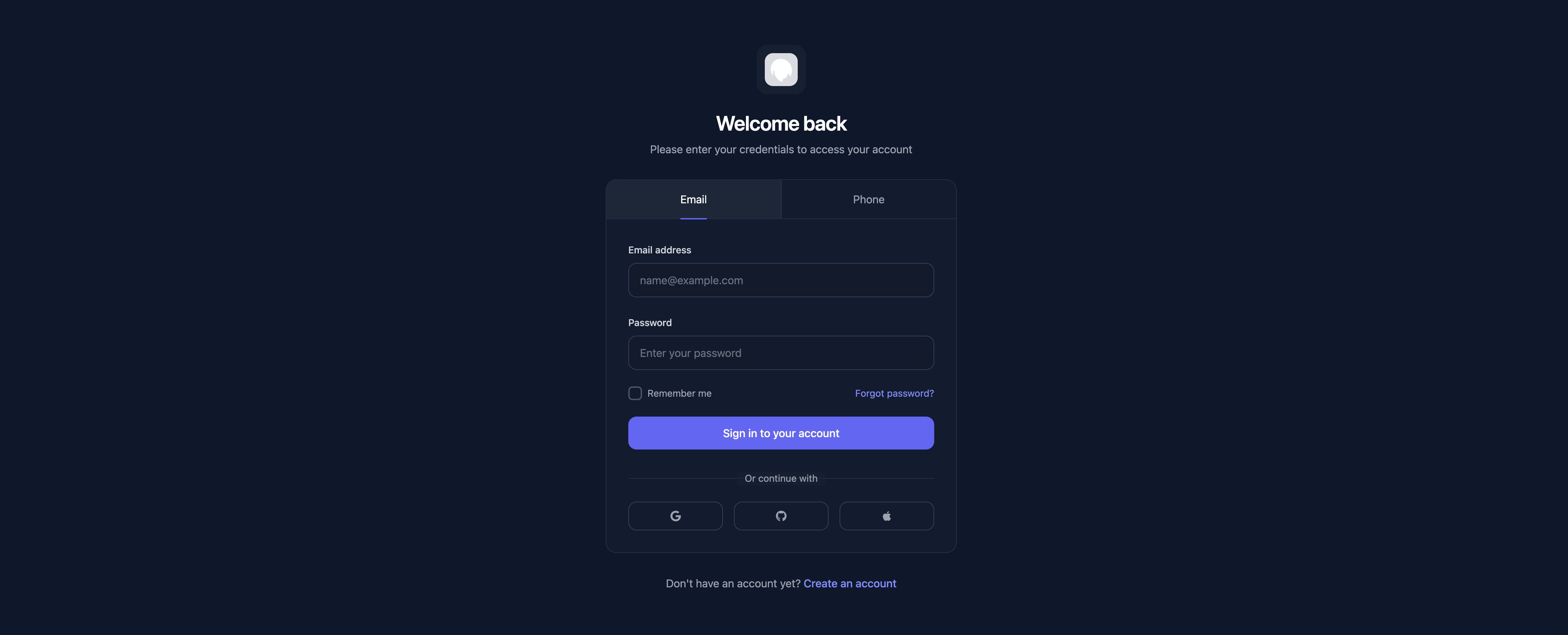 Elegant Dark Mode Login Template
