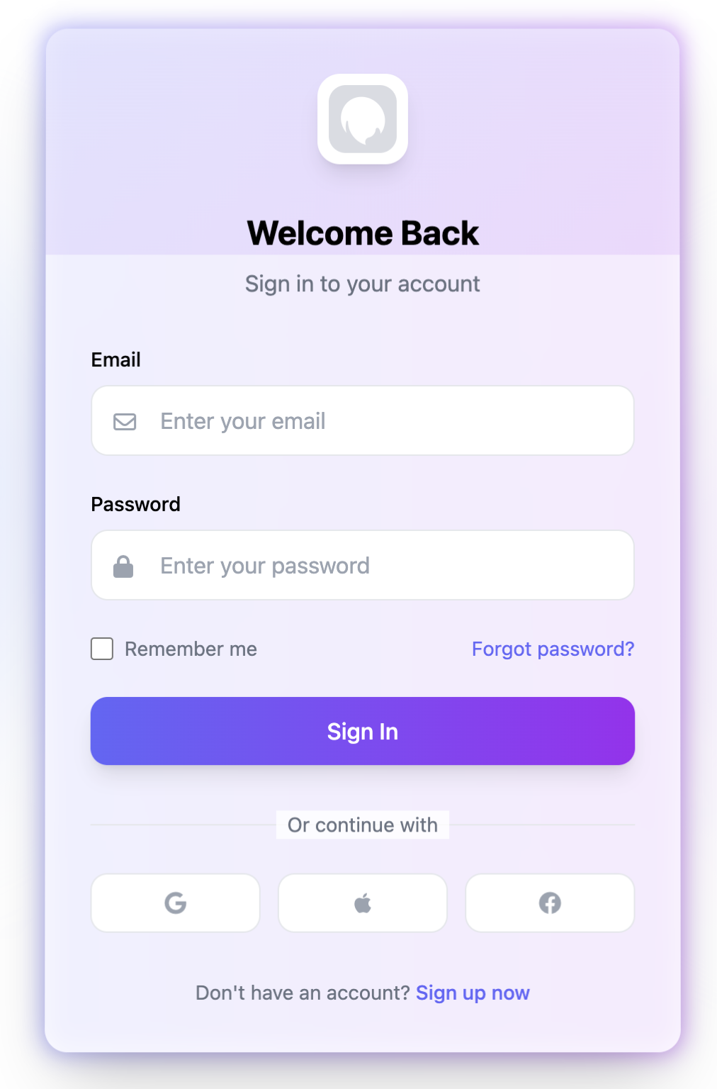 Floating Card Login Template