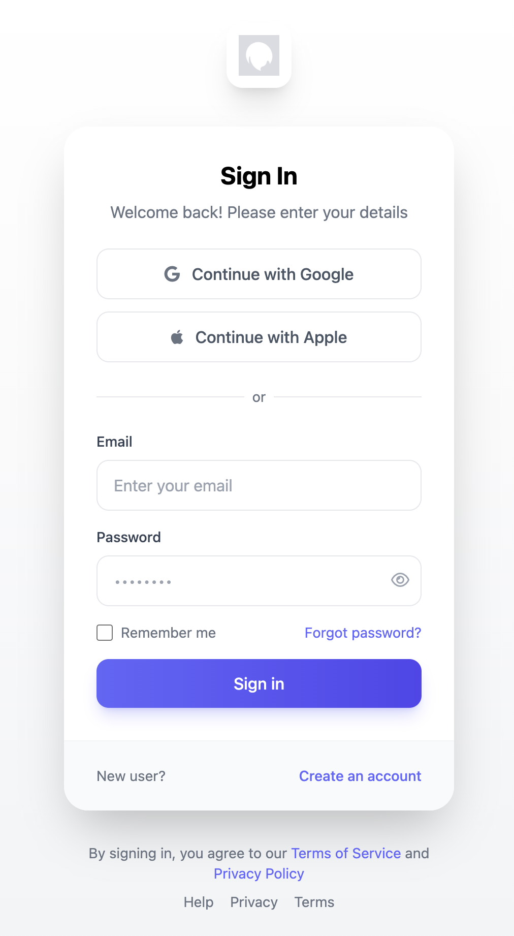 Centered Card Signin Template
