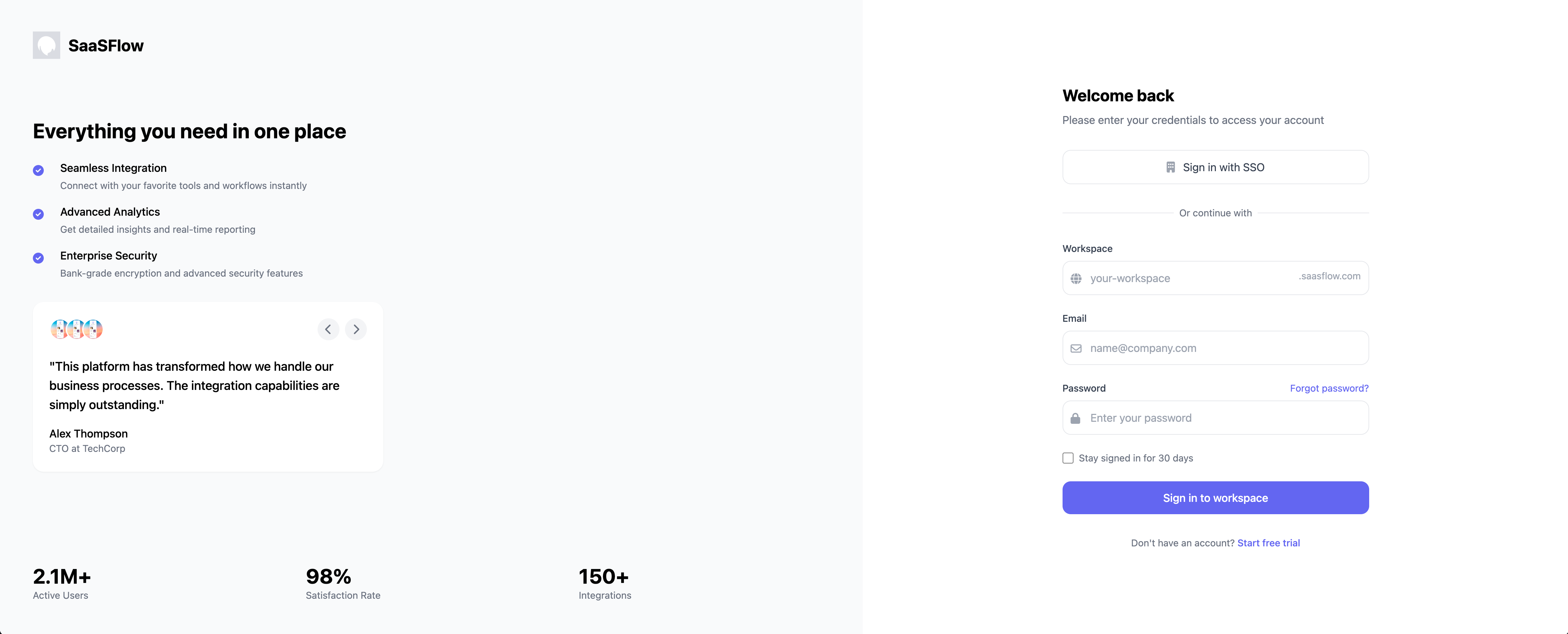 SaaS Login Portal Template