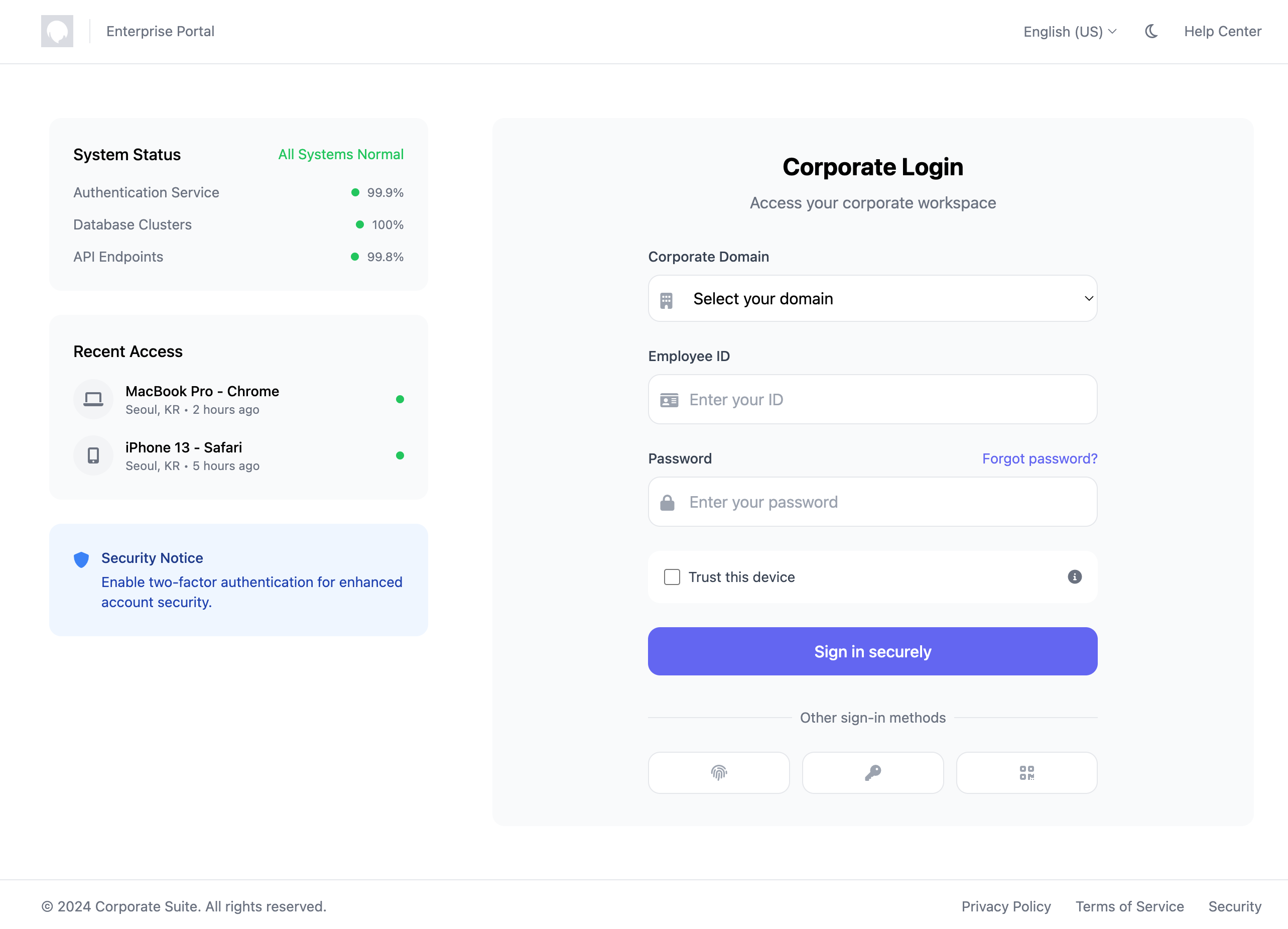 Corporate Login Suite Template