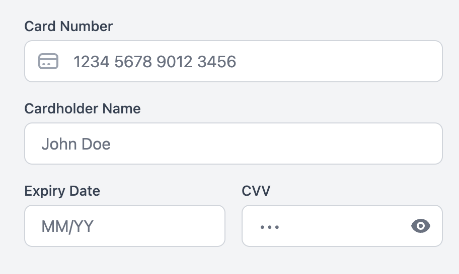 Credit Card Input with Card Type Detection