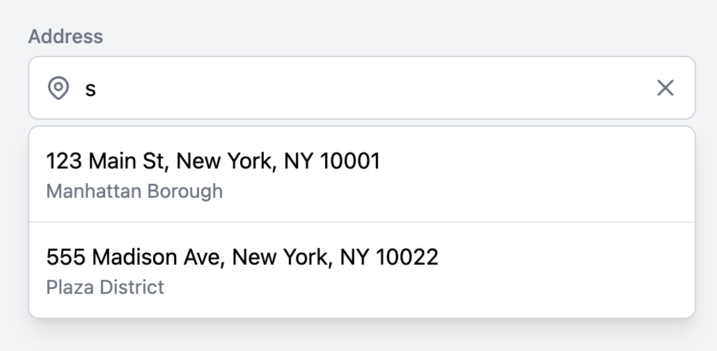 Address Input with Suggestions Template