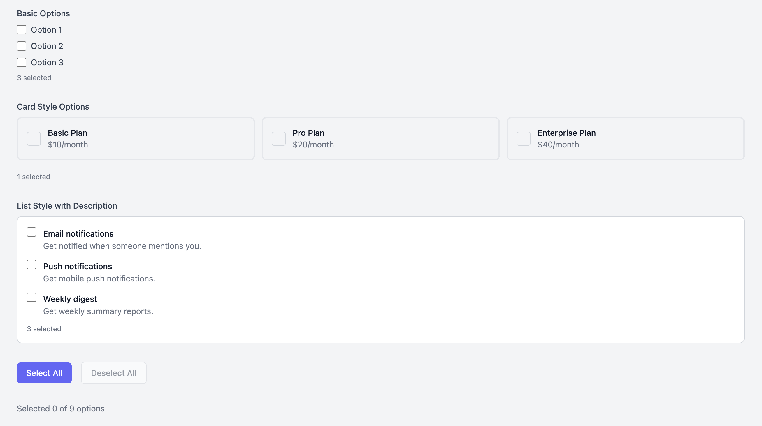 Checkbox Group Input Template