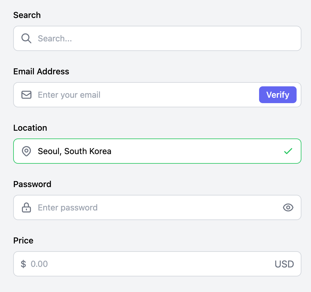 Input with Leading/Trailing Icons