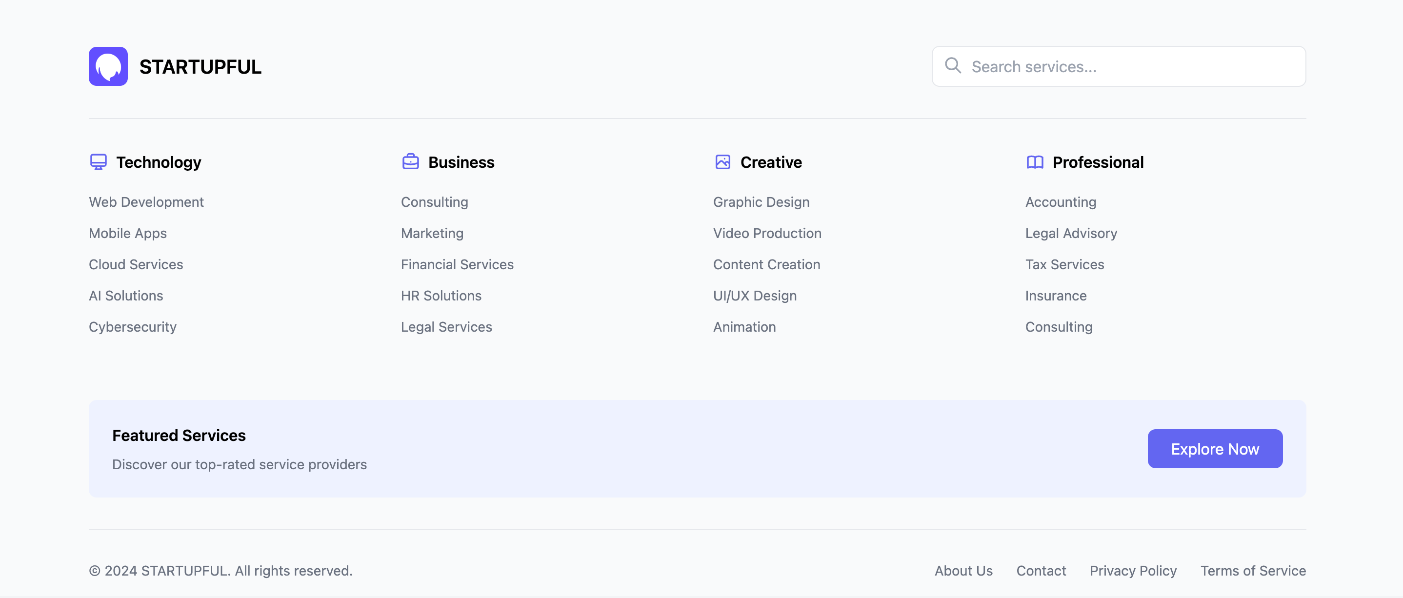 Service Categories Footer Template