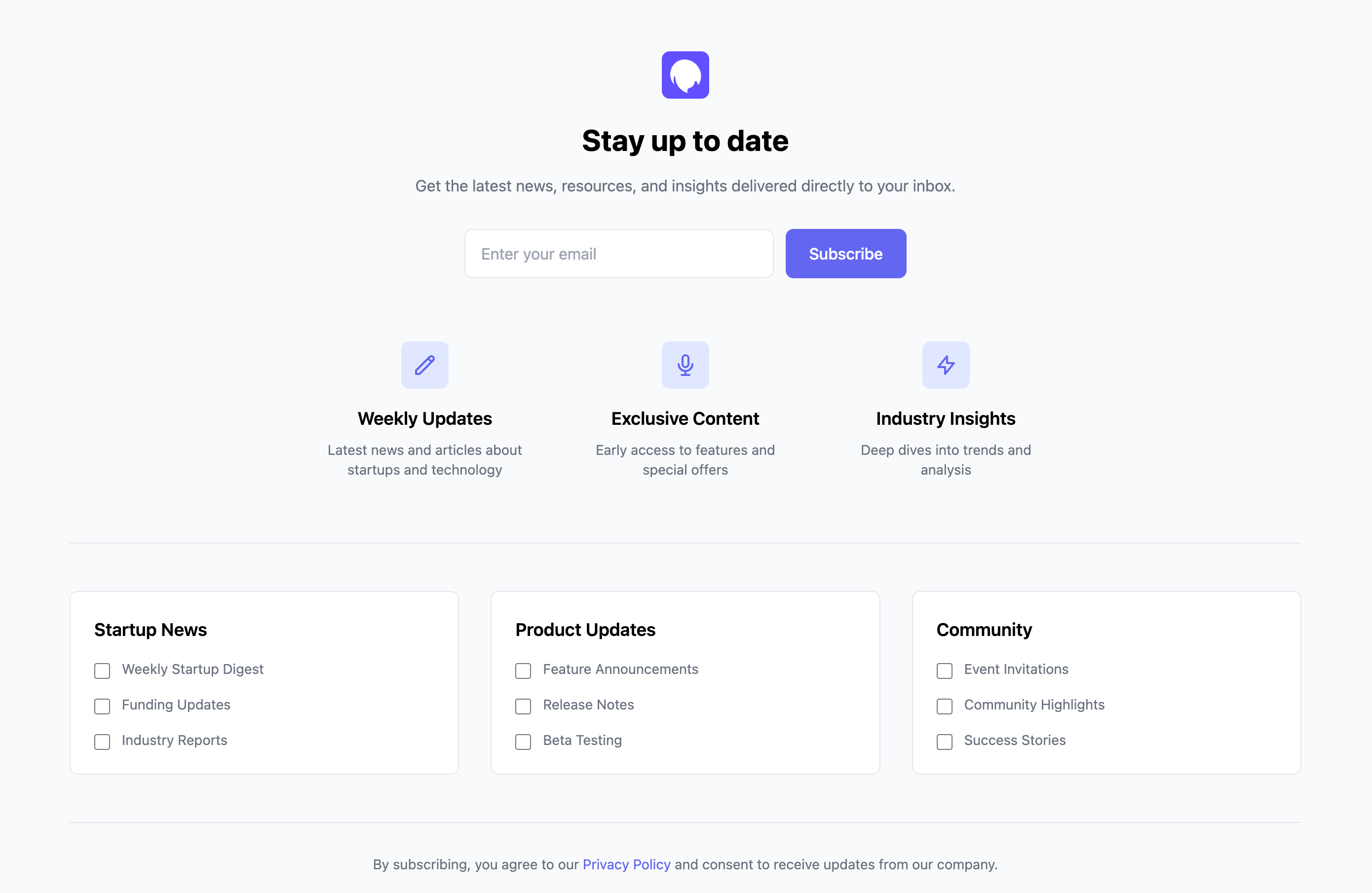 Newsletter Subscription Footer Template