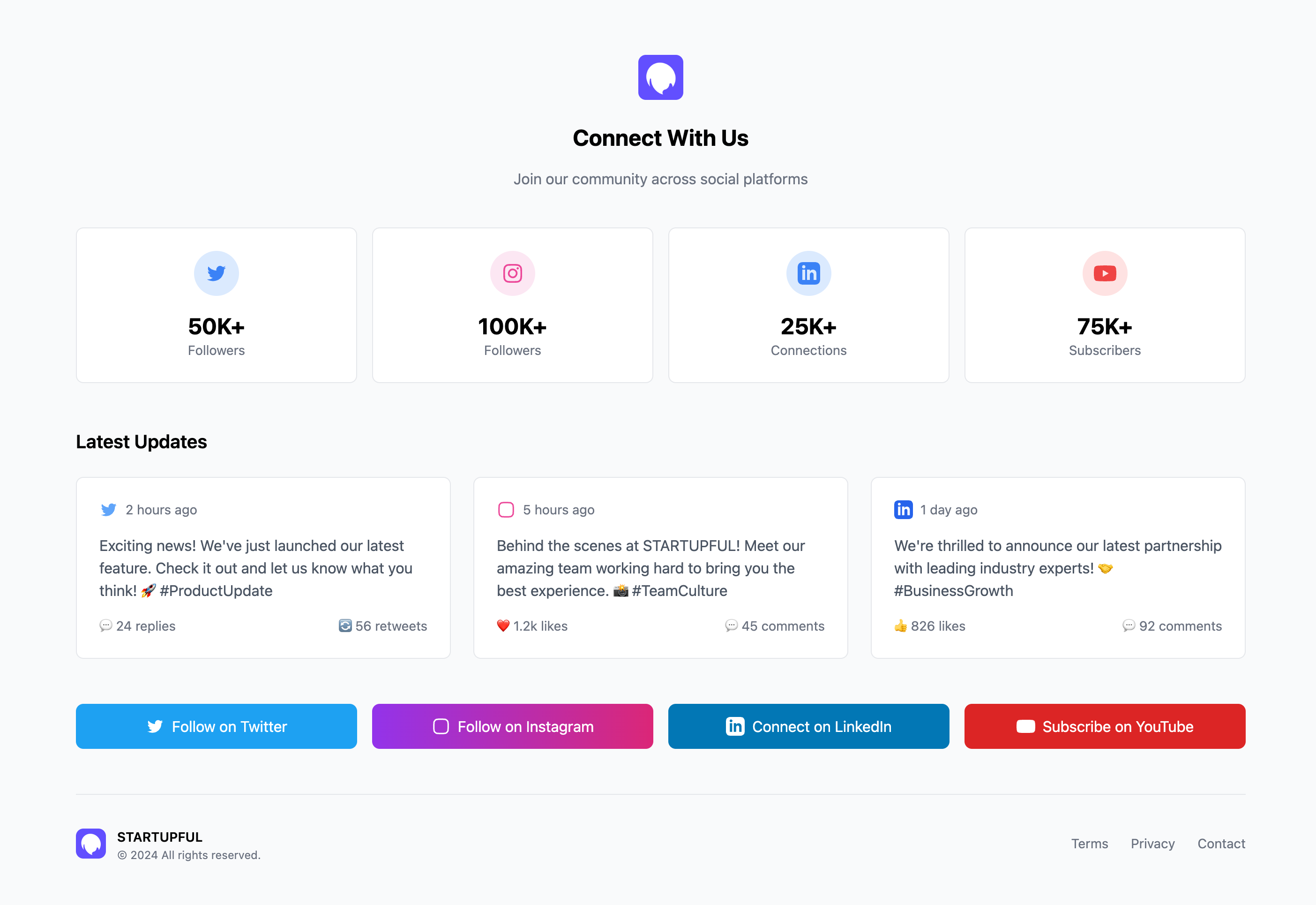 Social Media Hub Footer Template
