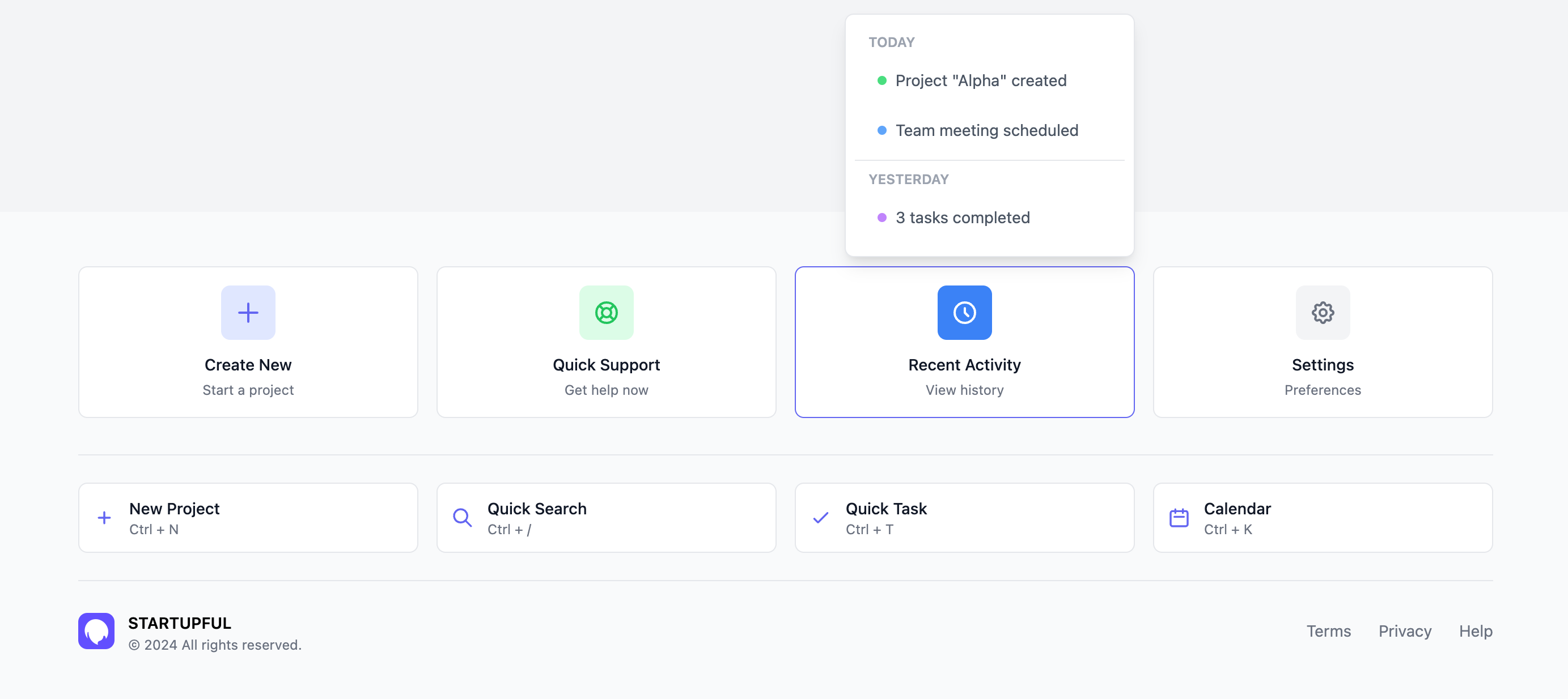 Quick Actions Footer Template