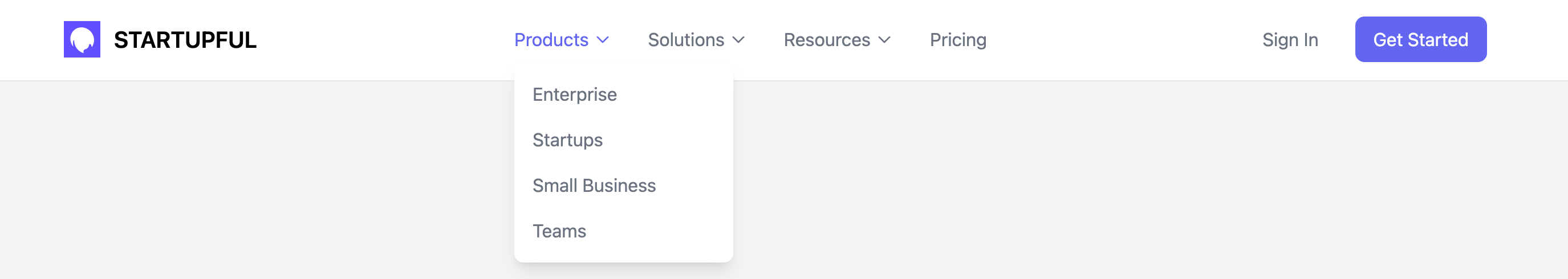 Dropdown Navigation Header