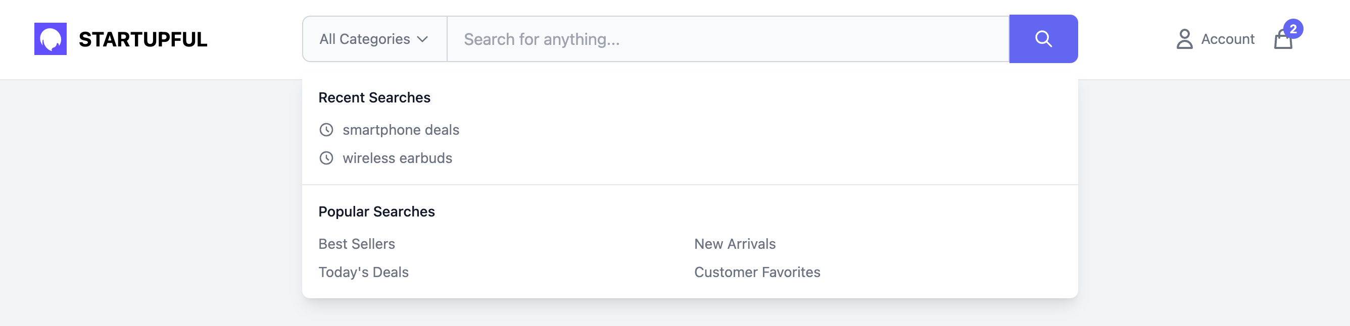 Search-focused Header Template