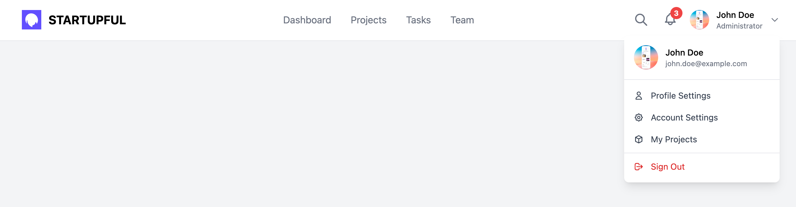 User Account Header Template