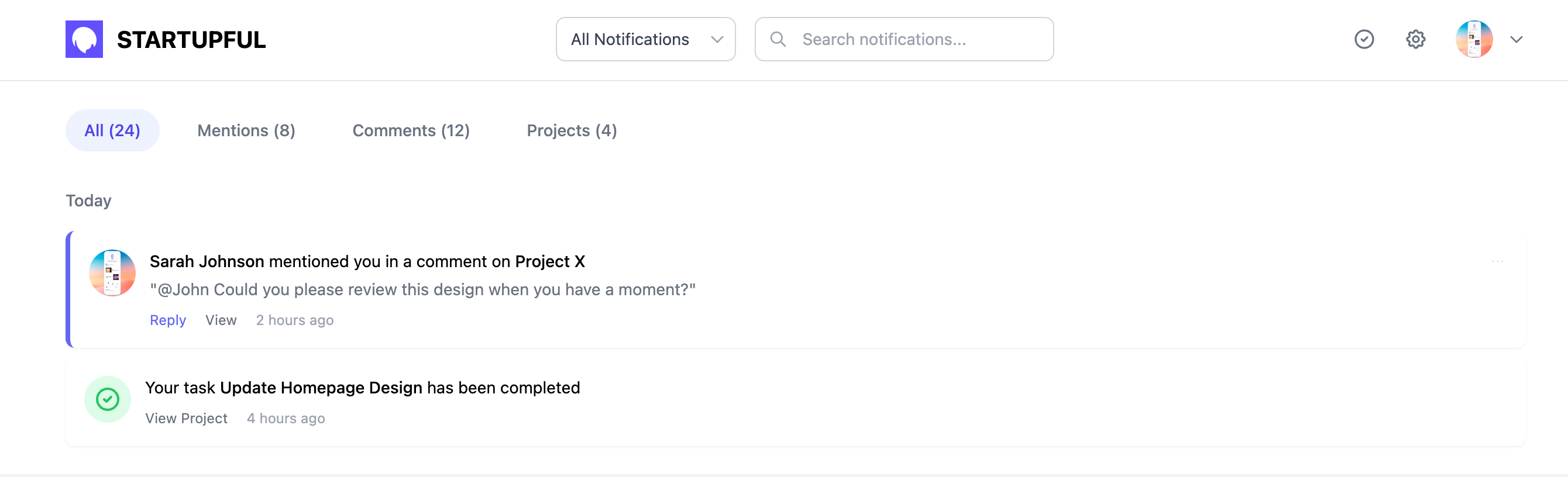 Notification Center Header Template