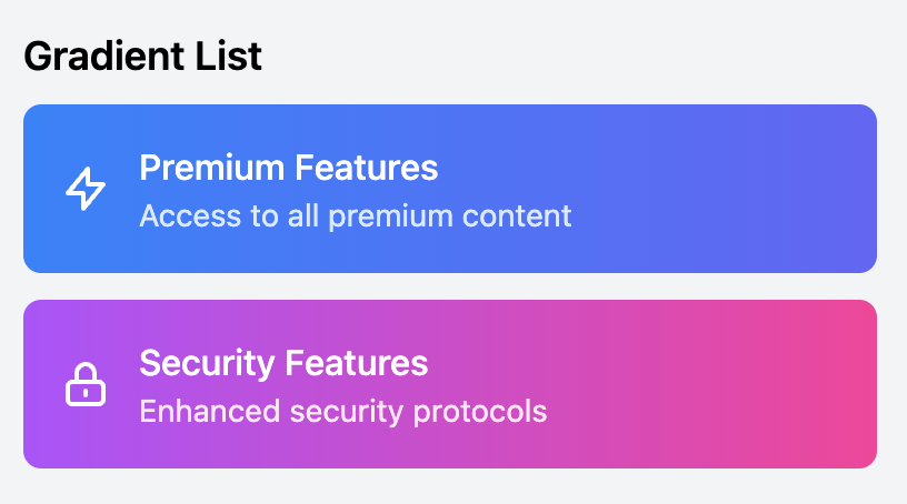 Gradient List