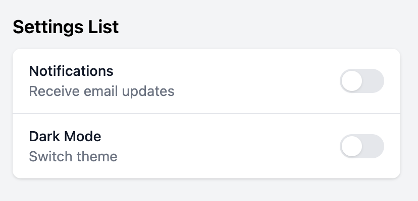 Settings List