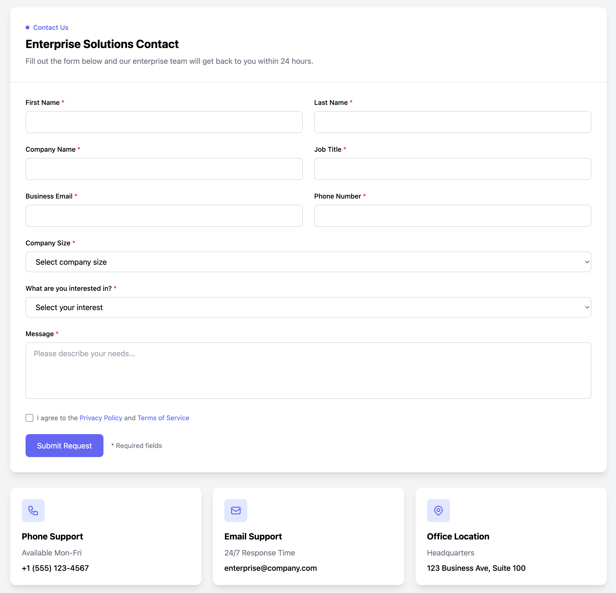Enterprise Contact Form