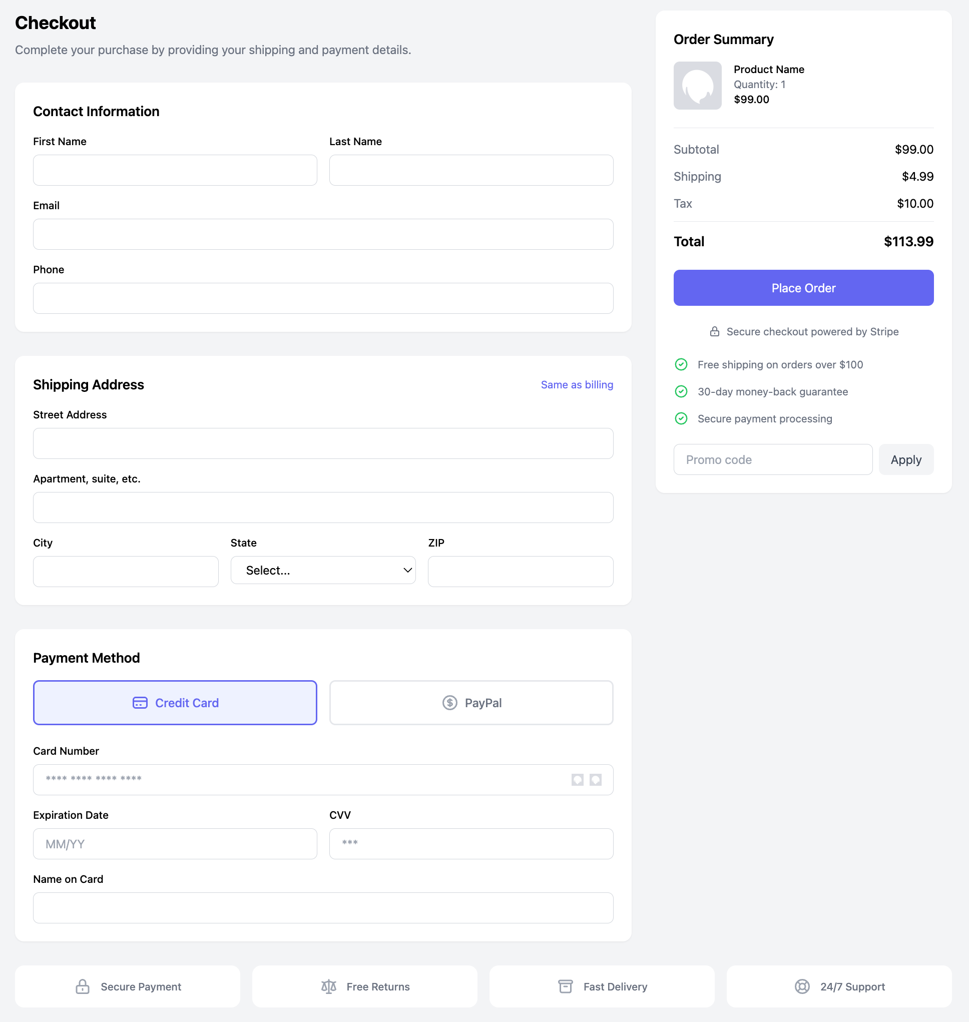 E-commerce Checkout Form