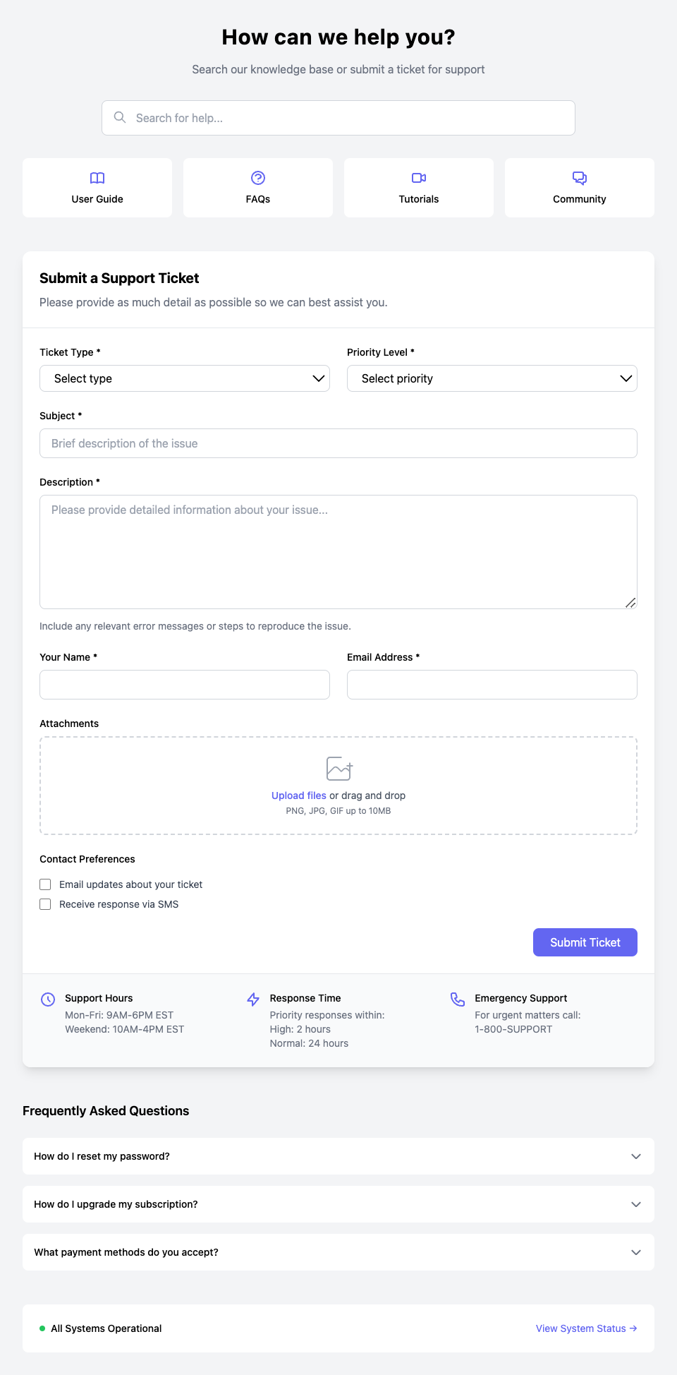 Support Ticket Form
