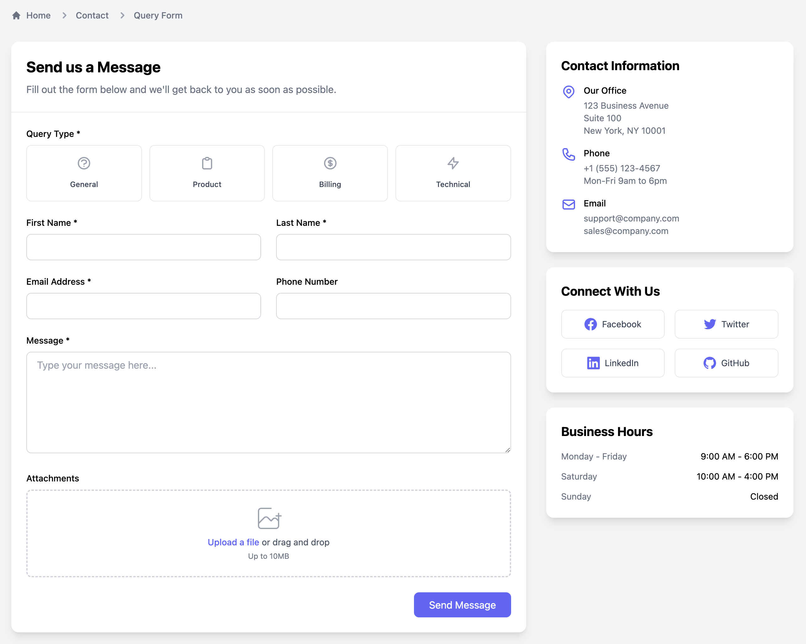 Responsive Query Form