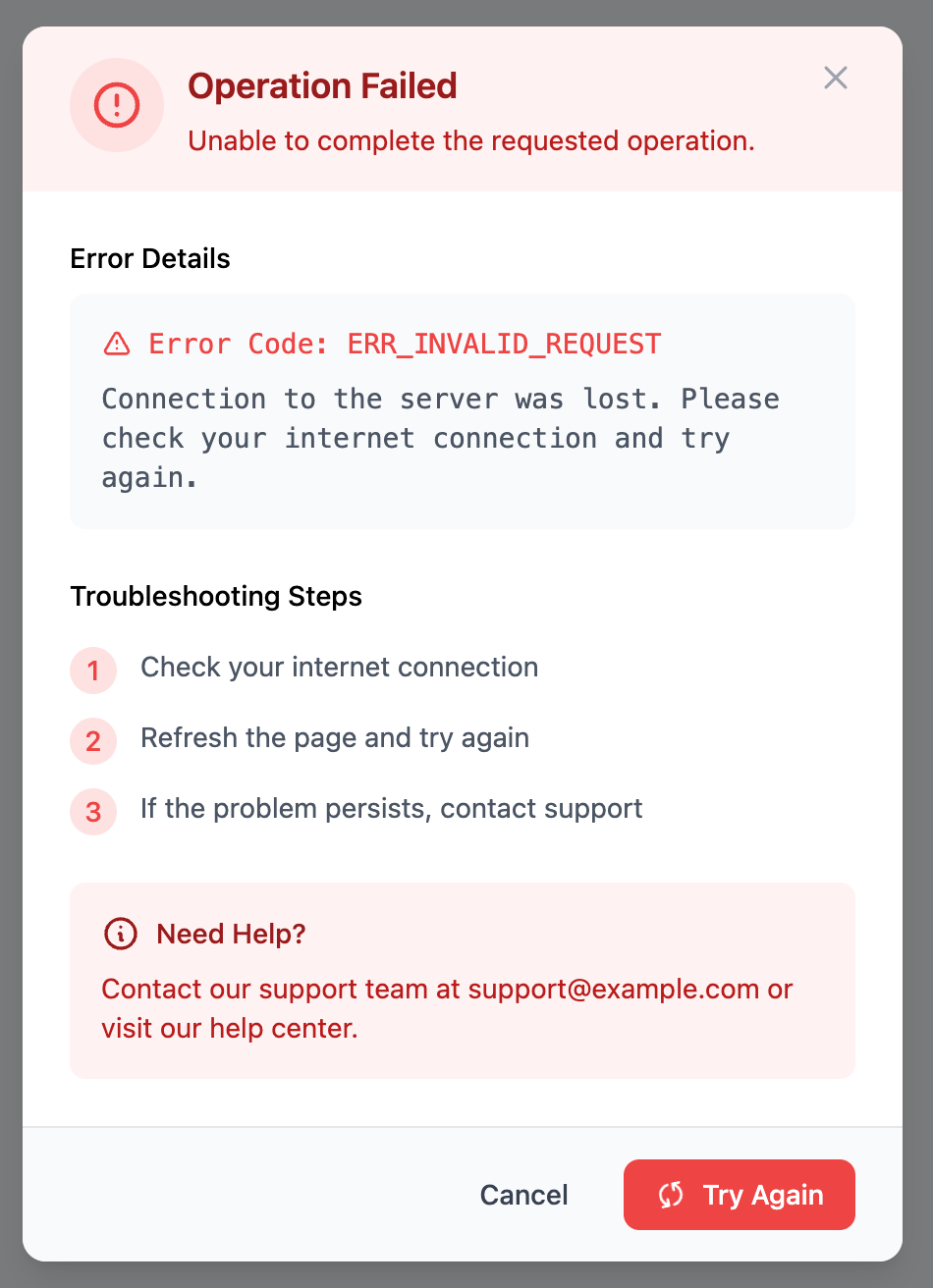 Error Notification Modal