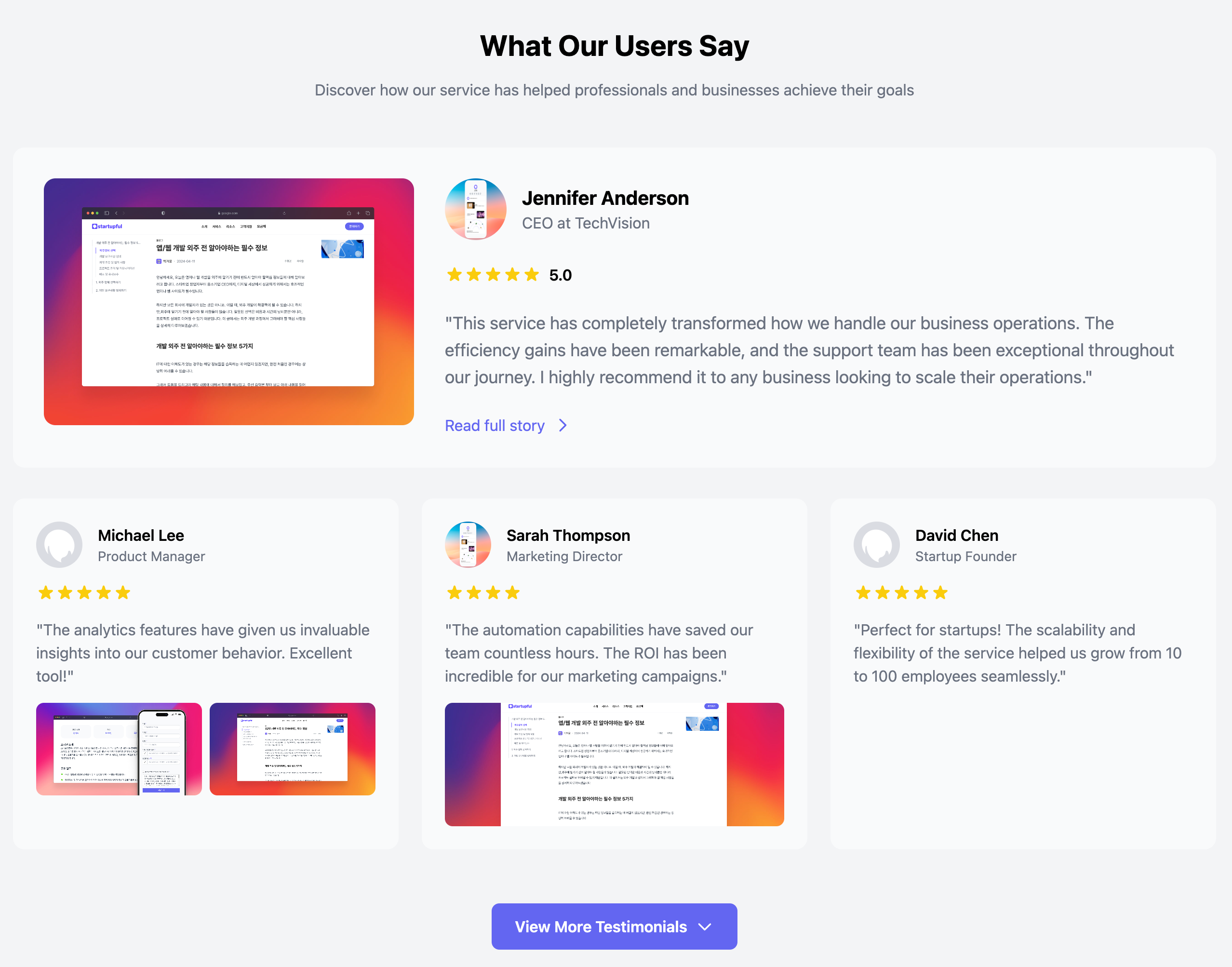 User Testimonial Grid Layout Component 