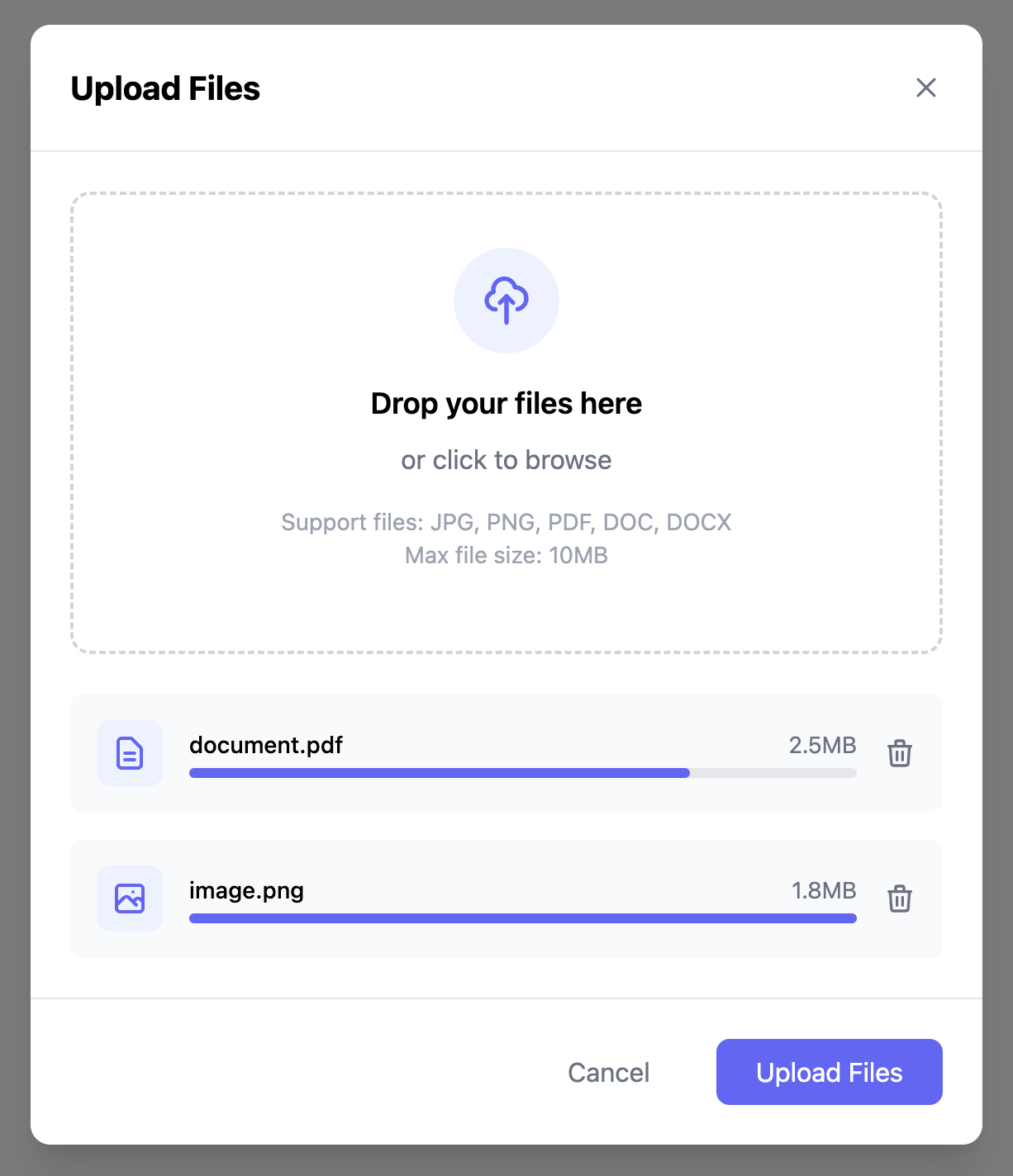 Upload File Modal Template