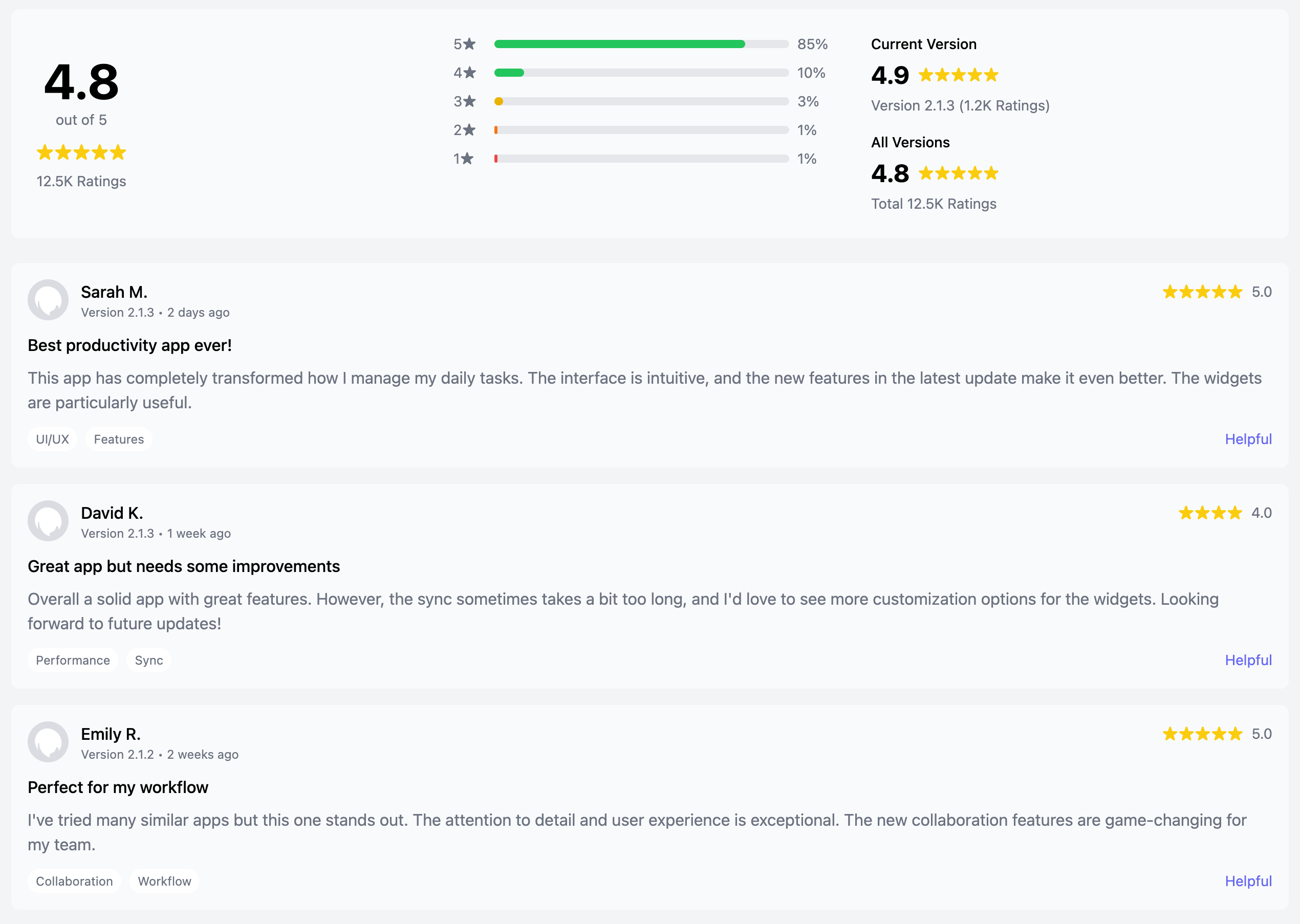 App Store Style Review List