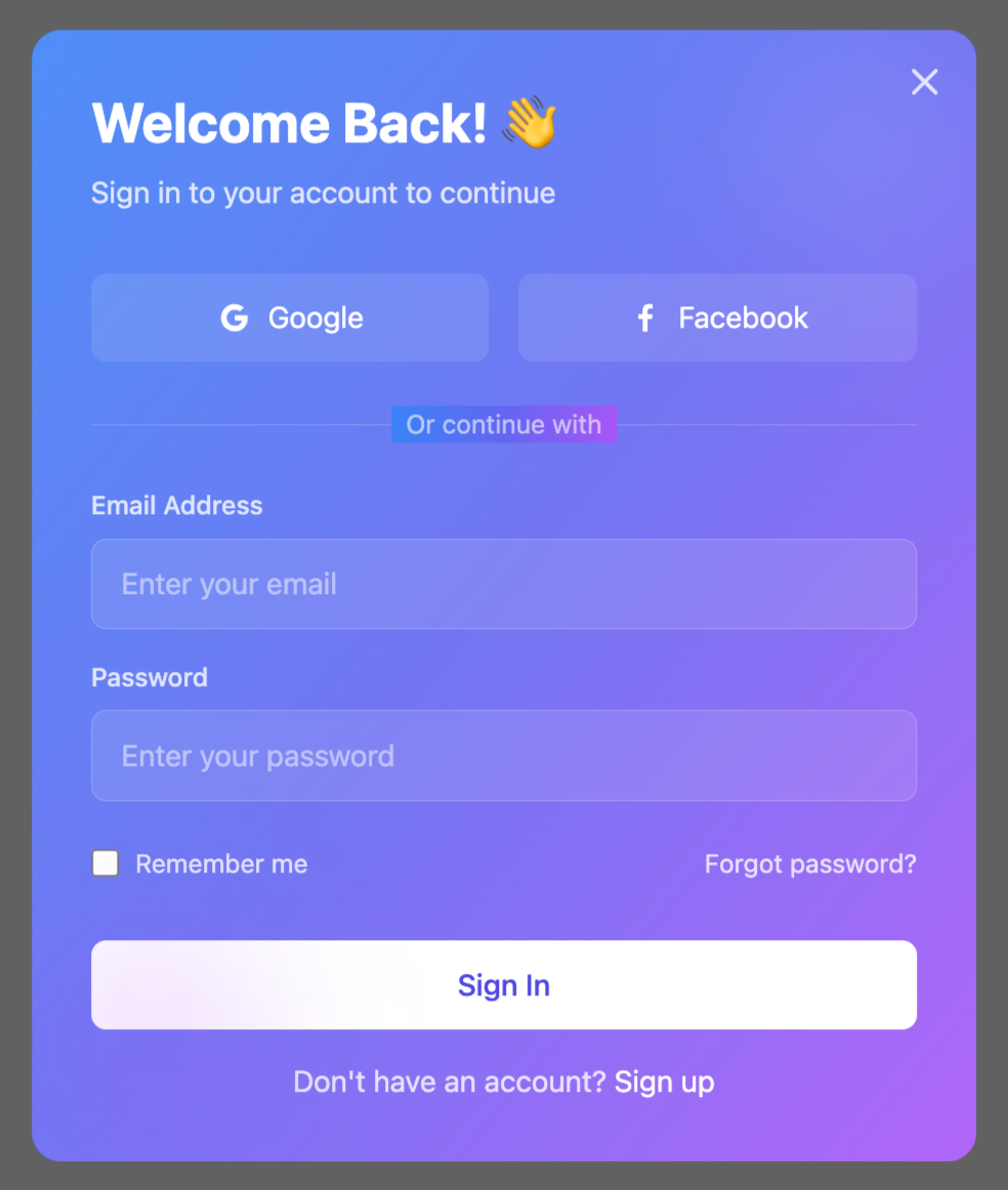 Gradient Background Modal Template