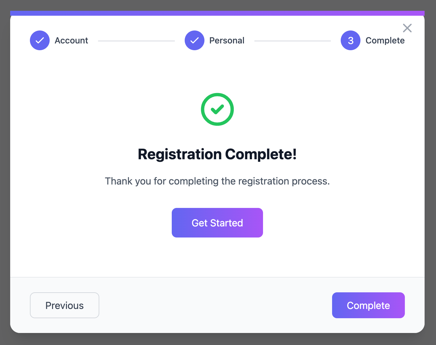 Multi-Step Form Modal Template