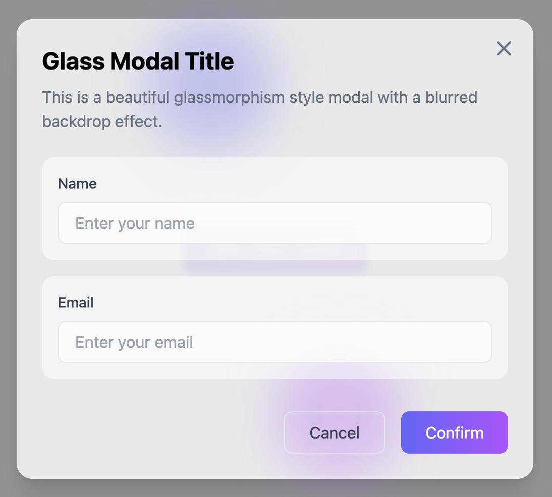 Glassmorphism Modal Template