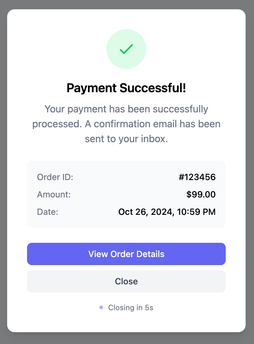 Success Message Modal