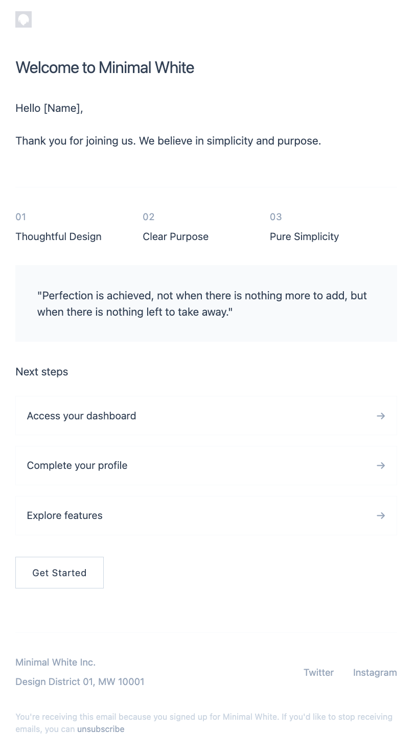 Minimal White Email Template