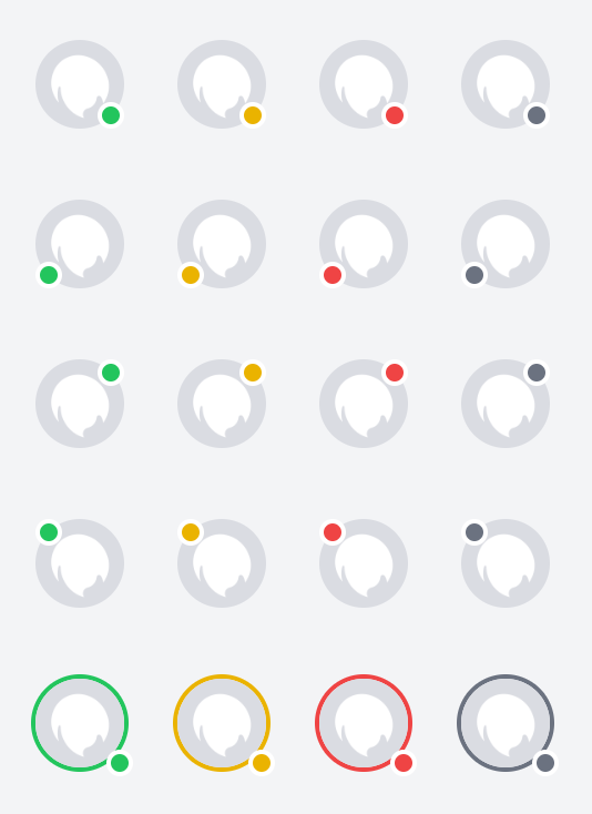 Avatar with Various Status Badge Positions and Colors