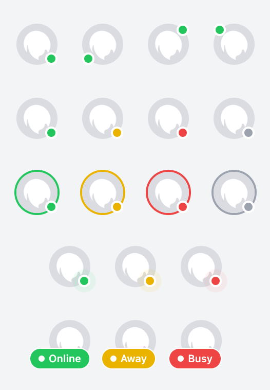 Avatar with Various Online Indicator Styles