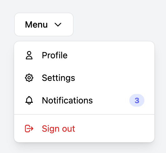 Left-aligned Dropdown Menu