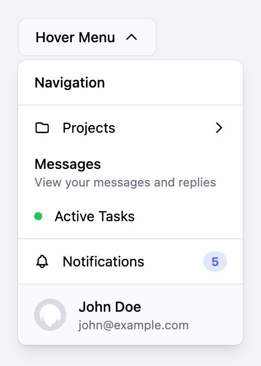 Hover Triggered Dropdown