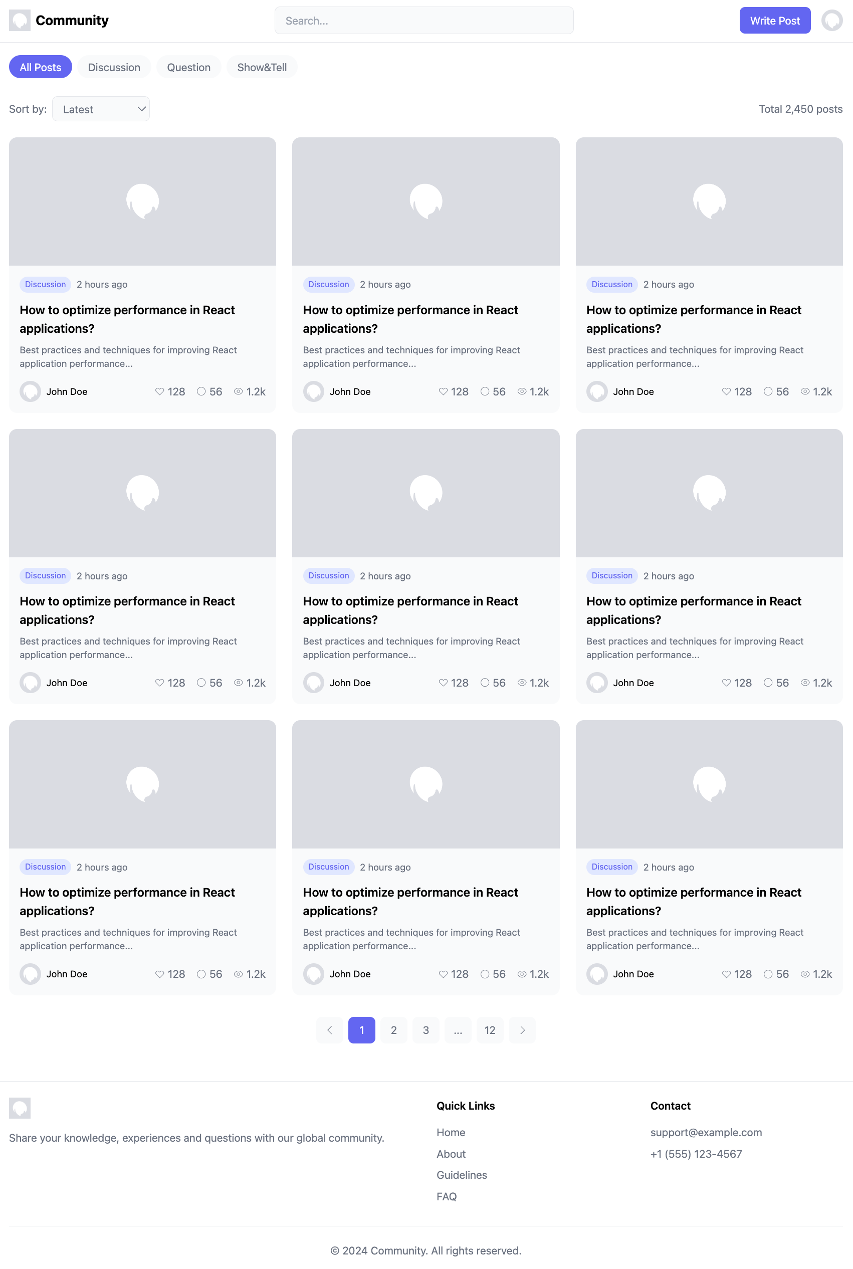 Modern Grid Community Board Template