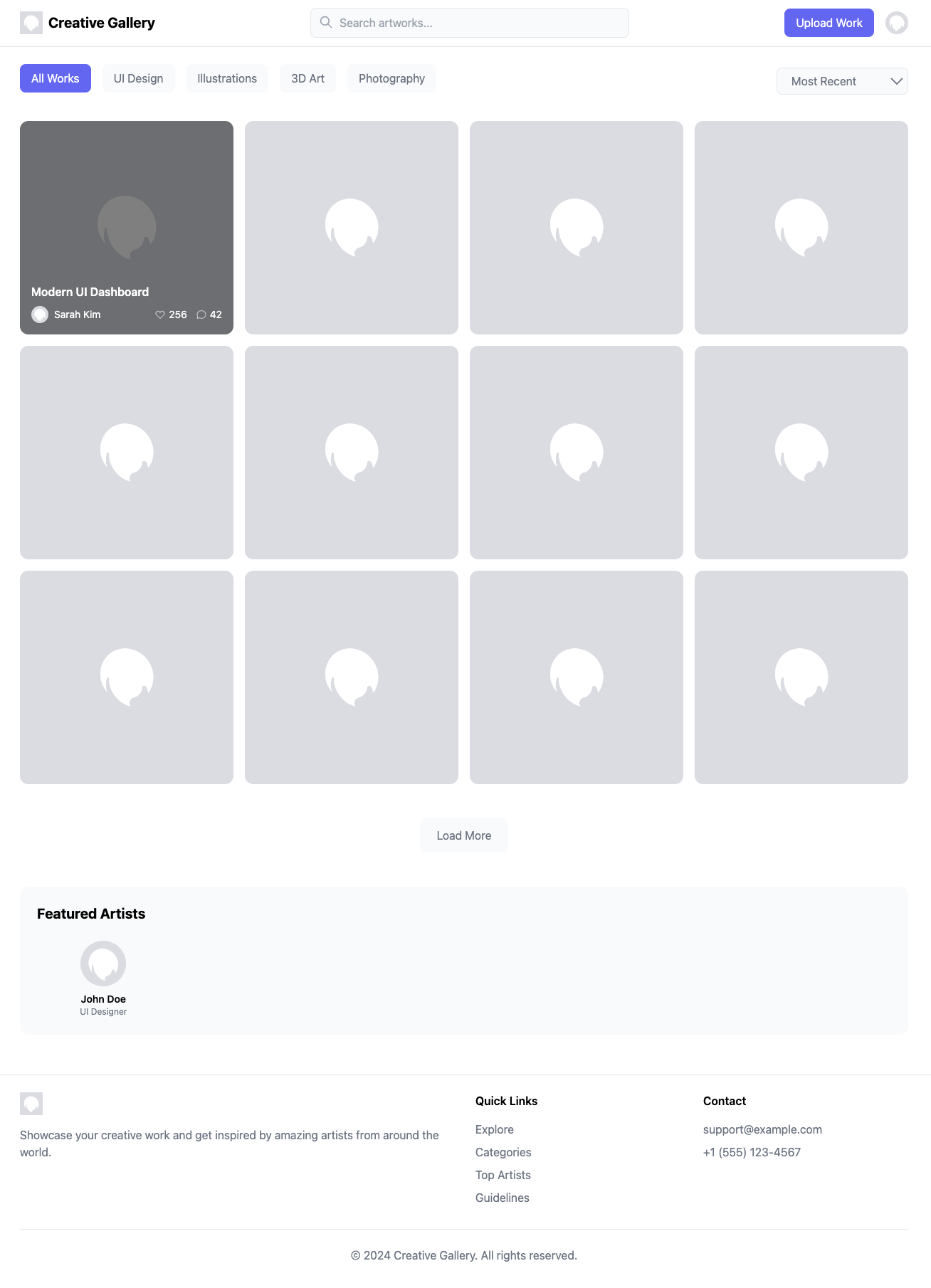 Visual Grid Community Gallery Page Template